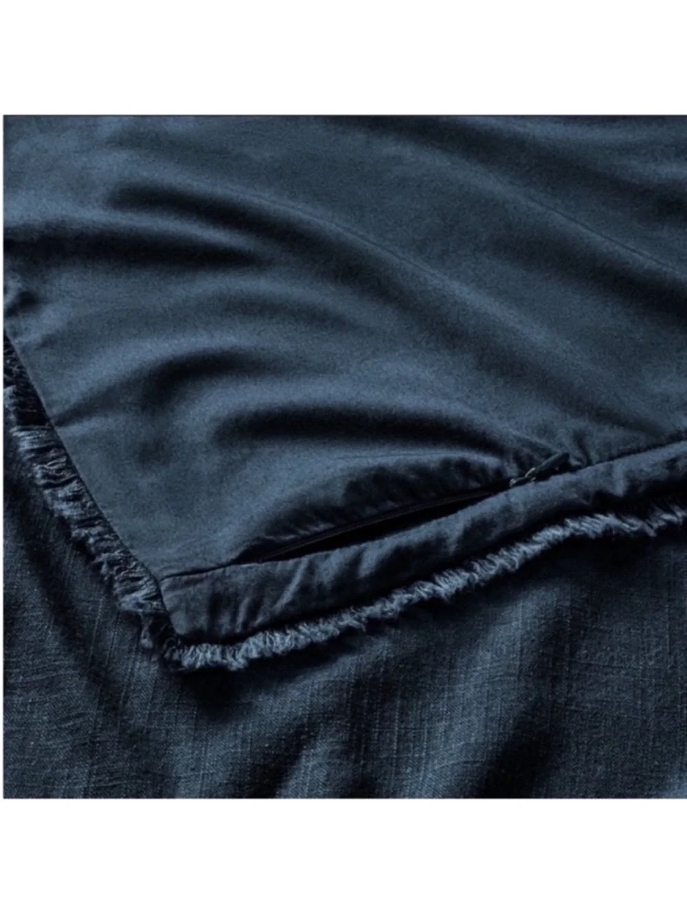 NWT Full/Queen Heavyweight Linen Blend Comforter and Sham Set Dark Mineral Blue